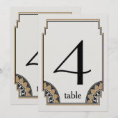 Art Deco Gouden Elegante Tafel Nummer 4 Kaart (Voorkant / Achterkant)