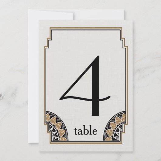 Art Deco Gouden Elegante Tafel Nummer 4 Kaart (Achterkant)