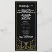 Art Deco  gouden en zwarte bruiloftsprogramma's Programma (Achterkant)