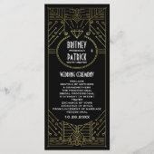 Art Deco  gouden en zwarte bruiloftsprogramma's Programma (Voorkant)