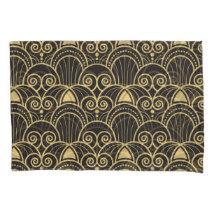 Art Deco: Gouden geometrische Tegels. Kussensloop
