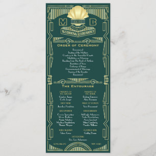 Art Deco Gouden Groene Orde van Ceremonie Entourag Programma