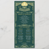 Art Deco Gouden Groene Orde van Ceremonie Entourag Programma (Voorkant)