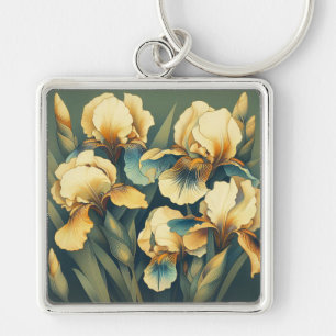 Art Deco Gouden Iris Sleutelhanger