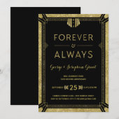 Art Deco | Gouden Jubileumfeest Kaart (Voorkant / Achterkant)