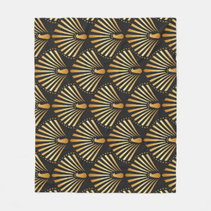 Art deco gouden pauwenpatroon fleece deken