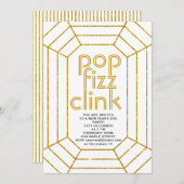 Art Deco gouden pop fizz clink Oudejaarsavond fees Kaart (Voorkant / Achterkant)