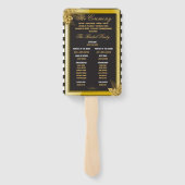 Art Deco Gouden Rozen, Stripes Trouwprogramma Fans Handwaaier (Achterkant)