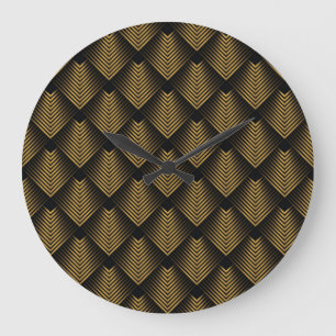 Art Deco: Gouden vierkanten, hoekbehang. Grote Klok