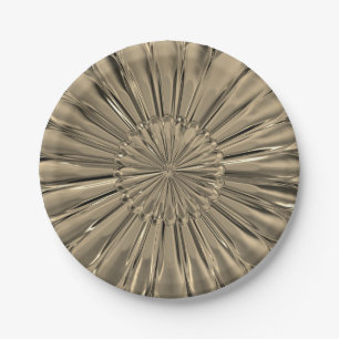 Art deco gouden waaier schelp bloem metalen look papieren bordje