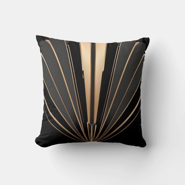 Art Deco Gouden Waaiers Geometrische Elegantie Kussen (Voorkant)