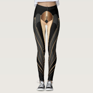 Art Deco Gouden Waaiers Geometrische Elegantie Leggings
