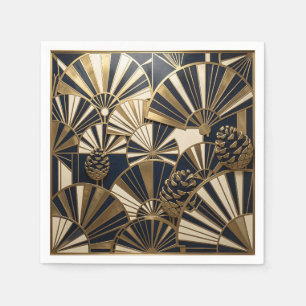 Art Deco Gouden Waaiers Pijnboomkegel Luxe Servet