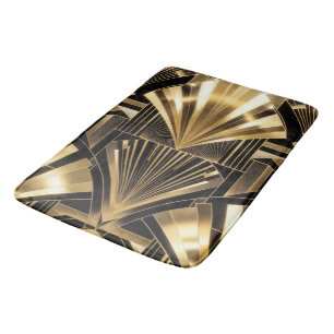 Art Deco Gouden Zonneburst Zwarte Goud Geometrisch Badmat