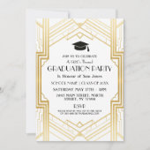 Art Deco Graduation Party Invite Gatsby Gold uit d Kaart (Voorkant)