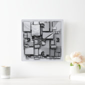 Art Deco Gray Vierkante Klok (Huis)
