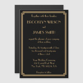 Art Déco Great Gatsby Black Magnet Wedding Invite (Devant / Derrière)