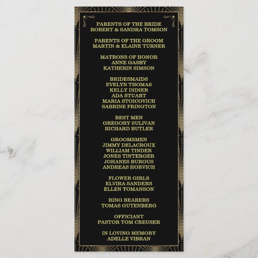  Art Deco Great Gatsby Custom Program Programma (Achterkant)