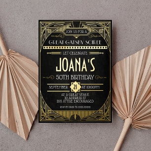 Art Deco Great Gatsby-feest  Folie Uitnodiging