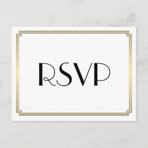 Art Deco Great Gatsby Gold Wedding RSVP-Briefkaart Uitnodiging Briefkaart