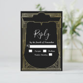 Art Deco Great Gatsby jaren 20 RSVP (Staand voorkant)