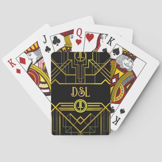 Art Deco Great Gatsby Monogram speelkaarten (Achterkant)