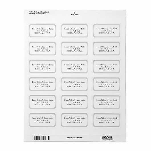 Art Deco Great Gatsby Silver White Adresetiketten Etiket (Full Sheet)