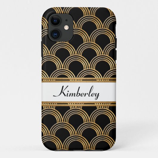 Art Deco Great Gatsby Style Shell Faux Gold Case-Mate iPhone Case (Achterkant)