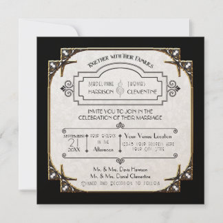 Art Deco Great Gatsby Style Typografie in Lace Gol Kaart