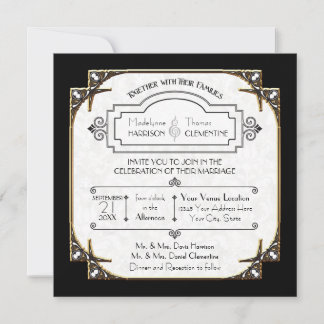 Art Deco Great Gatsby Style Typografie in Lace Gol Kaart