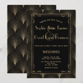 Art Deco Great Gatsby Wedding Invitation Kaart (Voorkant / Achterkant)
