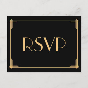 Art Deco Great Gatsby Wedding RSVP-Briefkaarten Uitnodiging Briefkaart