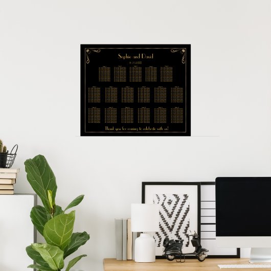 Art Deco Great Gatsby Wedding Seating Chart Poster (Thuiskantoor)