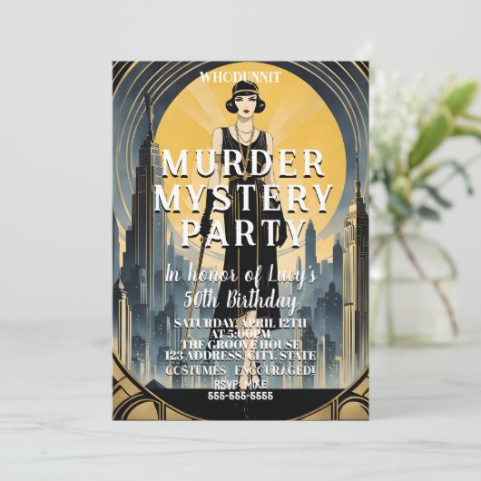 art deco great Gatsby whodunit moord mysterie  Kaart (Staand voorkant)