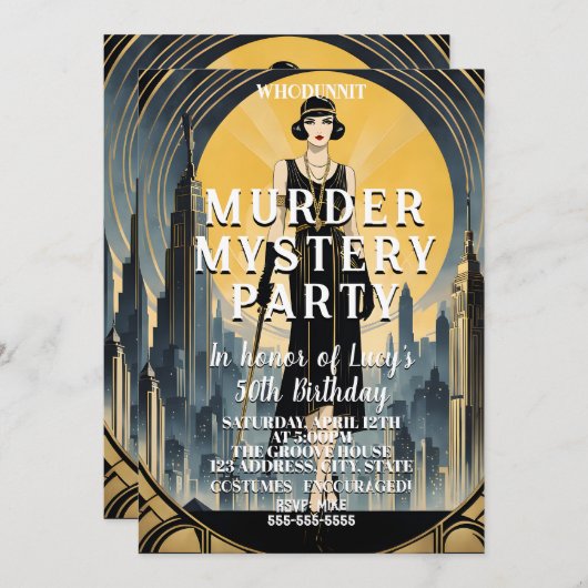 art deco great Gatsby whodunit moord mysterie  Kaart (Voorkant / Achterkant)