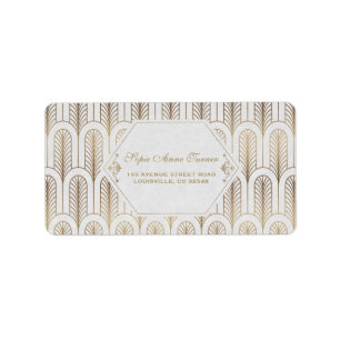 Art Deco Great Gatsby Witgouden Trouwdag Etiket