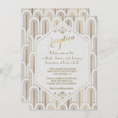 Art Deco Great Gatsby Witte Gouden Ontvangst Kaart (Voorkant / Achterkant)