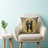 Art Deco Great Gatsby Zwart Gouden Flapper Koppel Kussen (Stoel)
