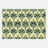 Art Deco Green Leaf Wrapping Paper Flat Sheet Set (Voorkant)