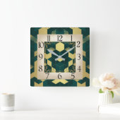 Art Deco Green Vierkante Klok (Huis)