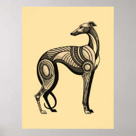 Art Deco Greyhound in Vintage Color Pallette Poster