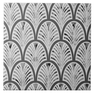 Art Deco Grijs Ventilatorpatroon Keramische Tegel Tegeltje