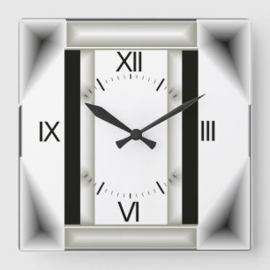 Art Deco grijs Vierkante Klok