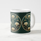 Art Deco Groen Goud Wit  Look Extra Grote Beker (Voorkant rechts)