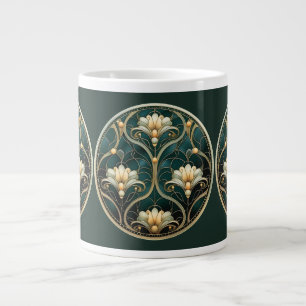 Art Deco Groen Goud Wit  Look Extra Grote Beker