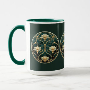 Art Deco Groen Goud Wit  Look Mok