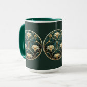 Art Deco Groen Goud Wit  Look Mok (Voorkant links)