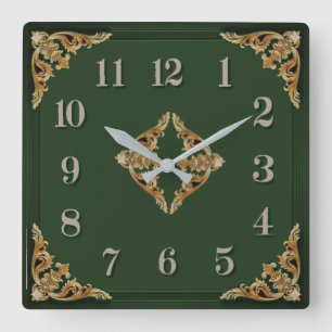 Art Deco Groen Vierkante Klok