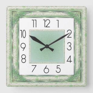 Art Deco Groen Vierkante Klok