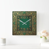 Art Deco Groen Vierkante Klok (Huis)